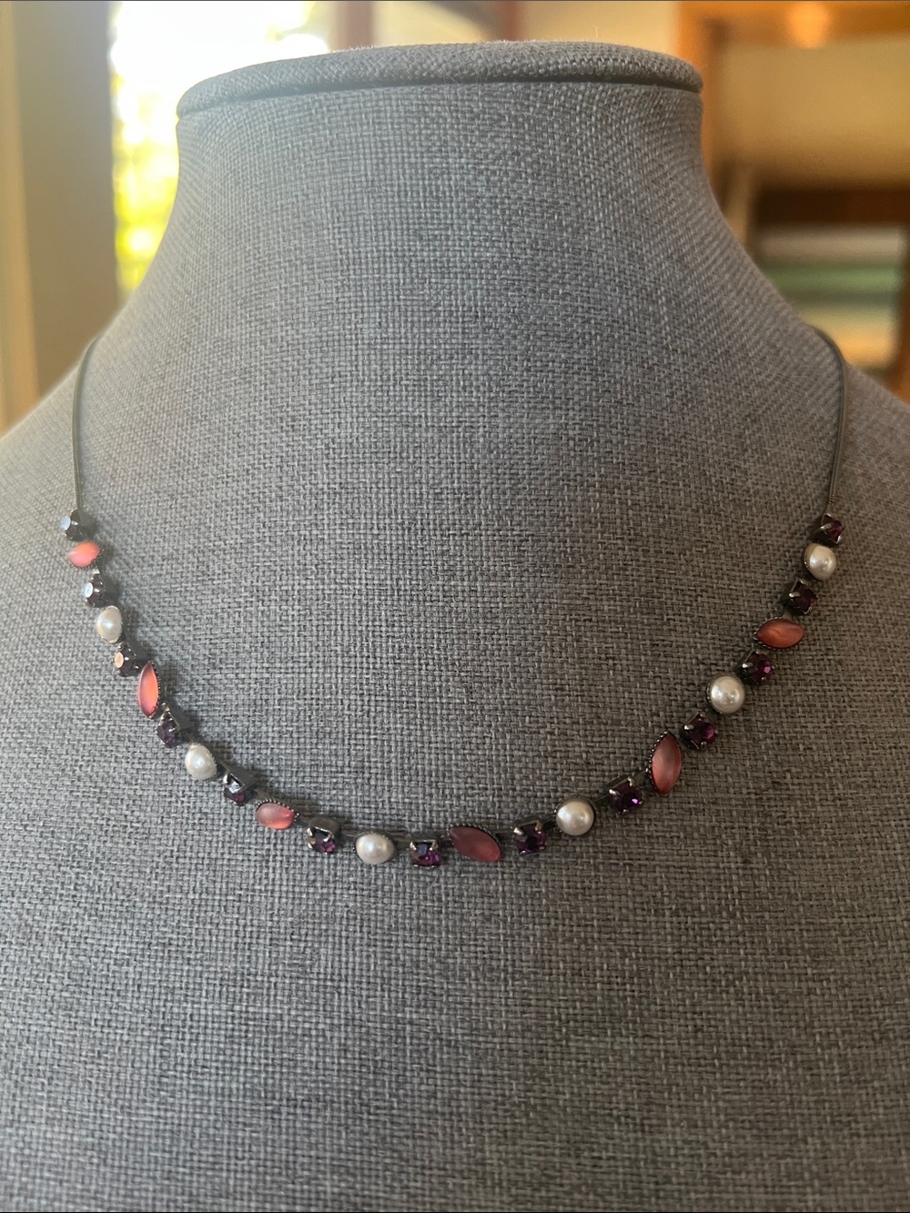 Pink, Purple and Pearl Costume Necklace